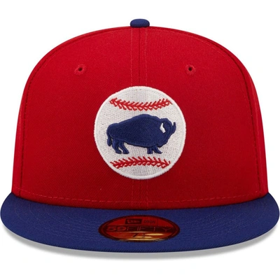 Shop New Era Red Buffalo Bisons Authentic Collection 59fifty Fitted Hat