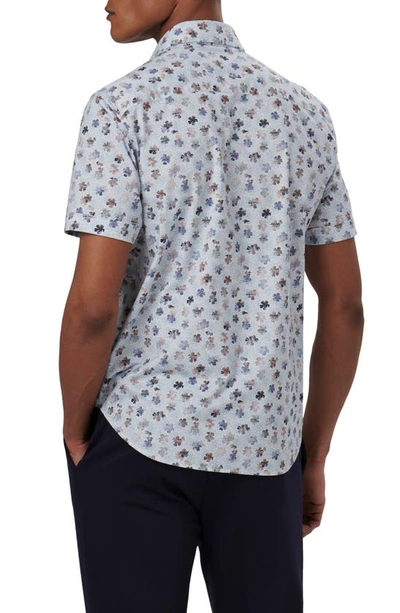 Shop Bugatchi Miles Ooohcotton® Floral Short Sleeve Button-up Shirt In Classic Blue