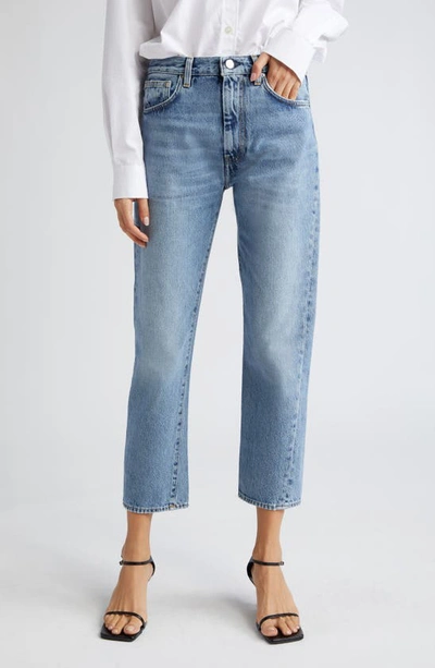 Shop Totême Twisted Seam Organic Cotton Straight Leg Jeans In Worn Blue