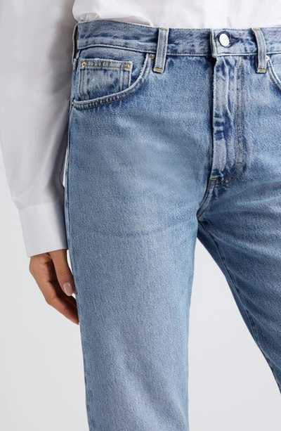 Shop Totême Twisted Seam Organic Cotton Straight Leg Jeans In Worn Blue