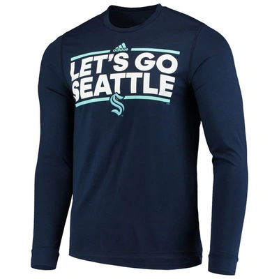 Shop Adidas Originals Adidas Deep Sea Blue Seattle Kraken Dassler Aeroready Creator Long Sleeve T-shirt In Navy