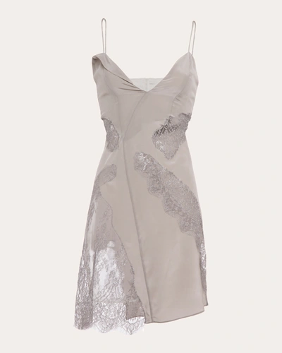 Shop Byvarga Women's Jasmine Silk Mini Dress In Grey/metallic Silver