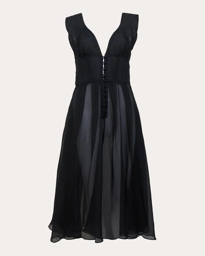 Shop Byvarga Women's Monic Organza Midi Dress In Black