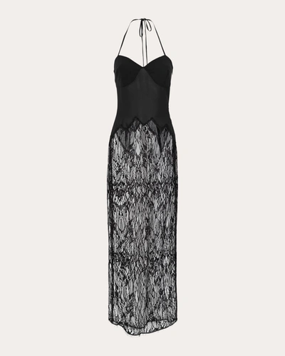Shop Byvarga Women's Ellie Chiffon Lace Maxi Dress In Black