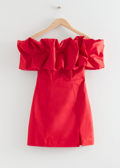 Shop Other Stories Off-shoulder Ruffled Mini Dress In Red