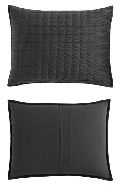Vera Wang Black Quilted Velvet Comforter Set In Black