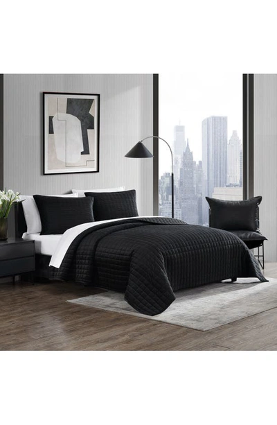 Vera Wang Black Quilted Velvet Comforter Set In Black