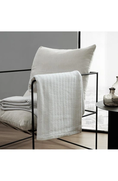 Vera Wang Ribbed 100% Cotton Blanket In White
