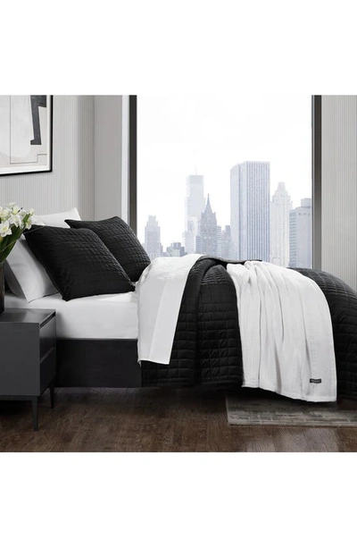 Vera Wang Black Quilted Velvet Comforter Set In Black
