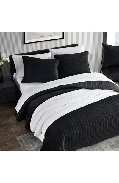 Vera Wang Black Quilted Velvet Comforter Set In Black