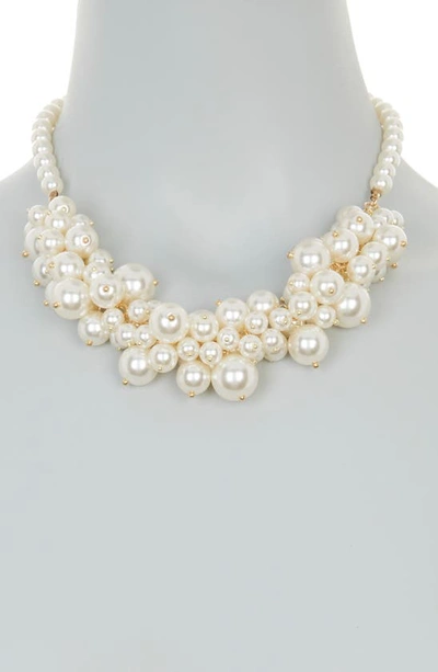 Shop Tasha Imitation Pearl Cluster Collar Necklace In Ivory