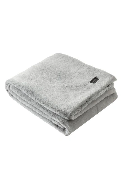 Shop Kenneth Cole Faux Fur Reversible Throw In Grey