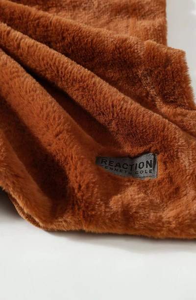Kenneth Cole Faux Fur Reversible Throw In Ginger Orange