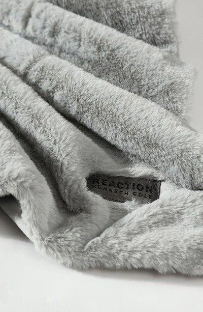 Kenneth Cole Faux Fur Reversible Throw In Grey