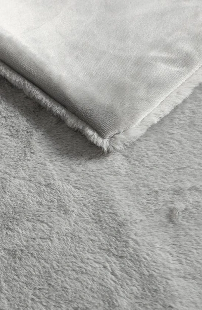 Kenneth Cole Faux Fur Reversible Throw In Grey