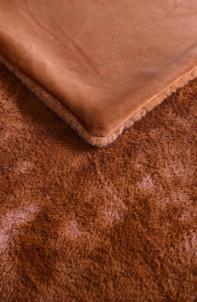 Shop Kenneth Cole Faux Fur Reversible Throw In Ginger Orange