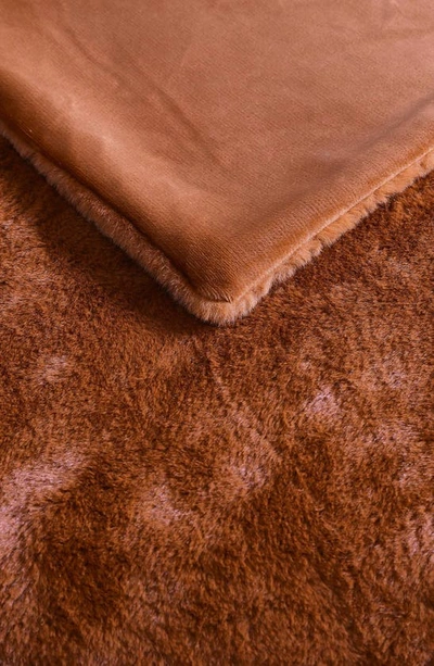 Kenneth Cole Faux Fur Reversible Throw In Ginger Orange