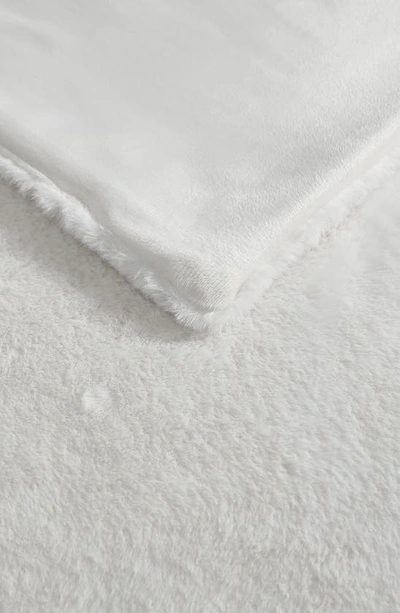 Kenneth Cole Faux Fur Reversible Throw In White