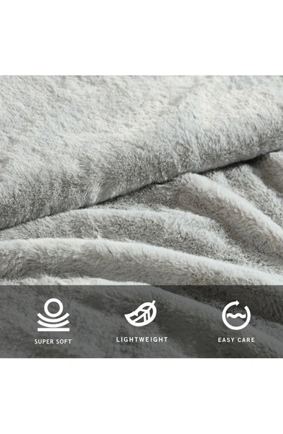 Kenneth Cole Faux Fur Reversible Throw In Grey