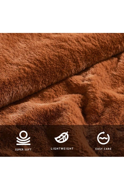 Kenneth Cole Faux Fur Reversible Throw In Ginger Orange