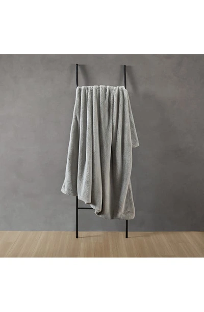 Kenneth Cole Faux Fur Reversible Throw In Grey