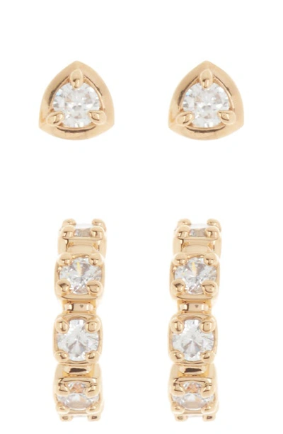 Shop Ajoa Cubic Zirconia Mismatched Earrings In Gold