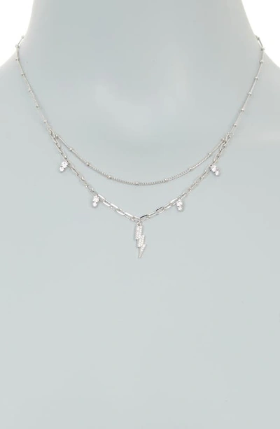 Shop Ajoa Cheeky Lightning Bolt Layered Necklace In Rhodium
