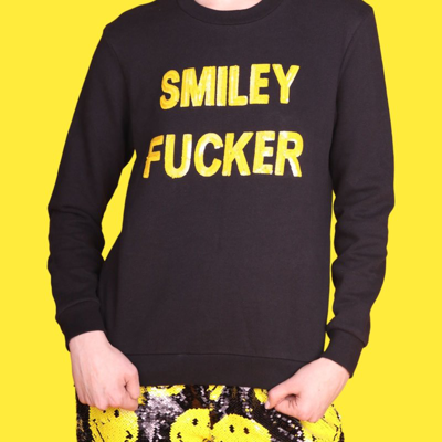 Shop Any Old Iron X Smiley Smiley Fucker Sweatshirt In Black