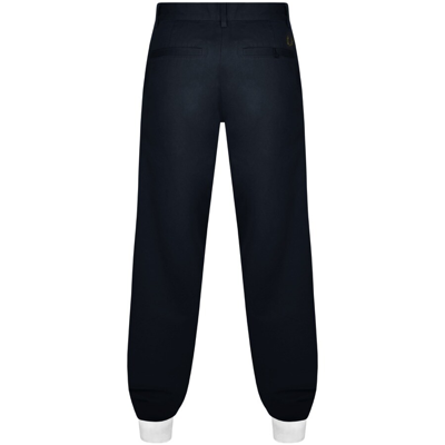 Shop Fred Perry Straight Leg Twill Trousers Navy