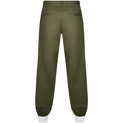 Shop Fred Perry Straight Leg Twill Trousers Green
