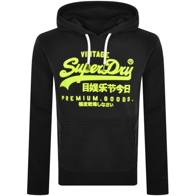 Shop Superdry Vintage Neon Logo Hoodie Black