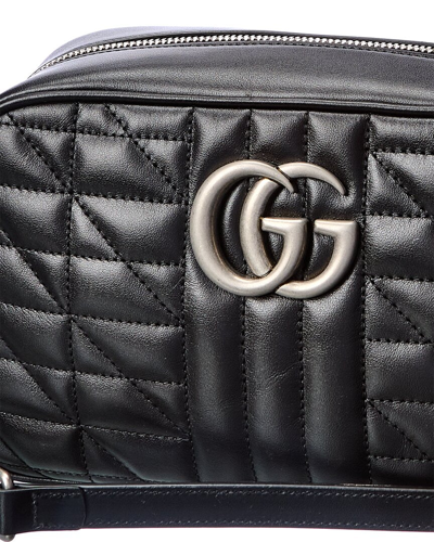 Shop Gucci Gg Marmont Small Matelasse Leather Shoulder Bag In Black