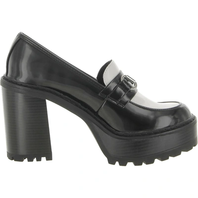 Shop Madden Girl Womens Slip On Heeled Loafer Heels In Black
