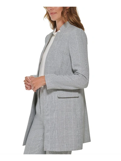 Shop Dkny Petites Womens Houndstooth Suit Separate Collarless Blazer In Multi