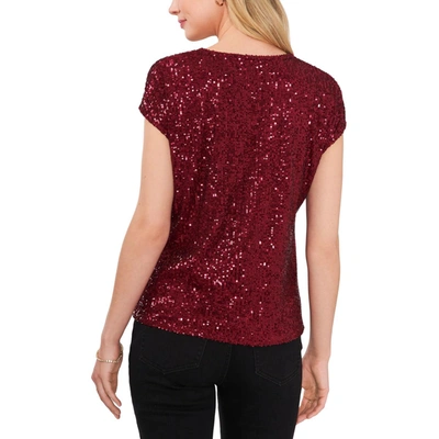 Shop Vince Camuto Womens Sequined Cap Sleeve Blouse In Multi