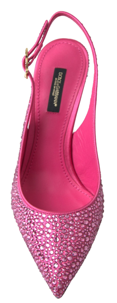 Shop Dolce & Gabbana Slingbacks Crystal Pumps Women's Shoes In Pink
