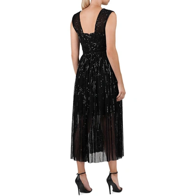 Shop Halston Liana Womens Sequined Pleated Midi Dress In Black