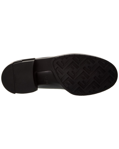 Shop Fendi Frame Leather Loafer In Black