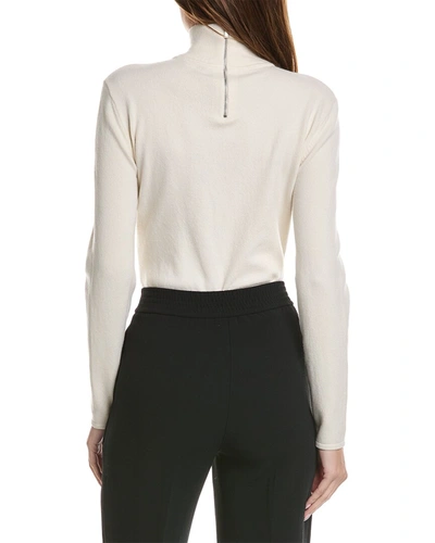 Shop Michael Kors Turtleneck Cashmere-blend Bodysuit In White