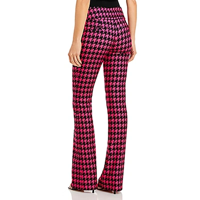 Shop Alice And Olivia Womens Houndstooth Mid-rise Bootcut Pants In Multi