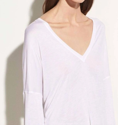 Vince Drop Shoulder V-neck Top In Off-white In White