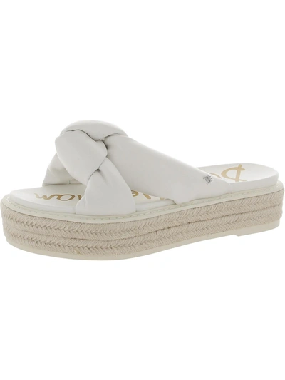 Shop Sam Edelman Kory Womens Leather Comfort Insole Flatform Sandals In White