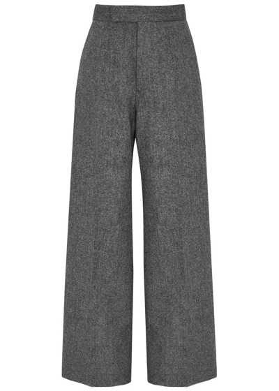 Shop Vivienne Westwood Lauren Wide-leg Wool-blend Trousers In Black And White