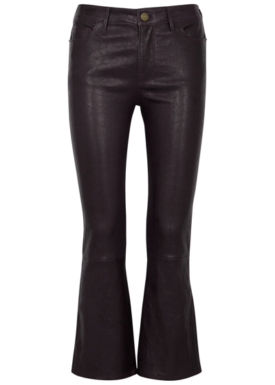 Shop Frame Le Crop Mini Boot Leather Jeans In Black