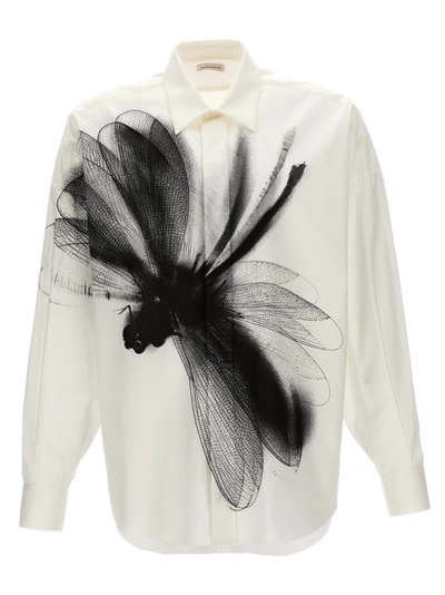 Shop Alexander Mcqueen Printed Shirt Shirt, Blouse In White/black