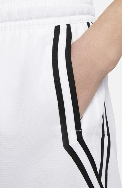 Shop Nike Dri-fit Fly Crossover Basketball Shorts In White/ Black