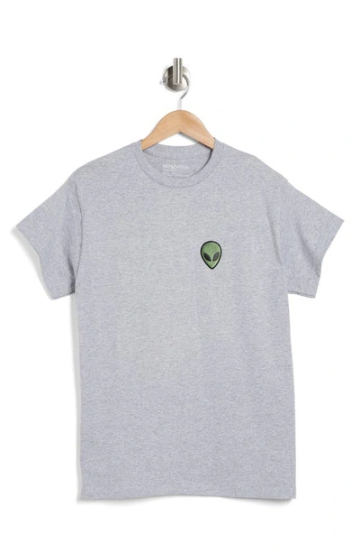Shop Retrofit Alien Head Cotton Graphic T-shirt In Grey Heather