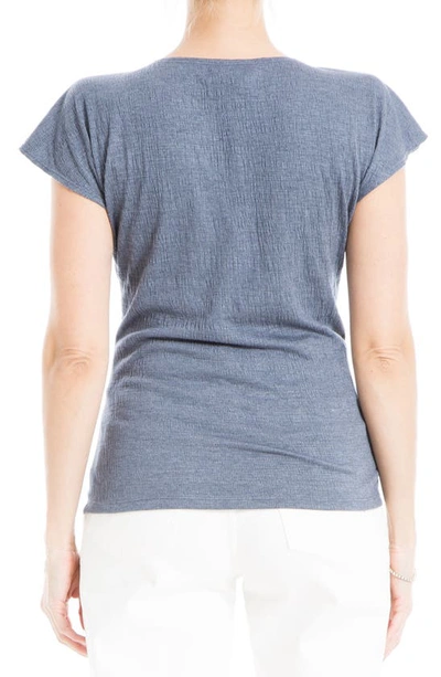 Shop Max Studio Center Shirred Short Sleeve T-shirt In Denim-denim