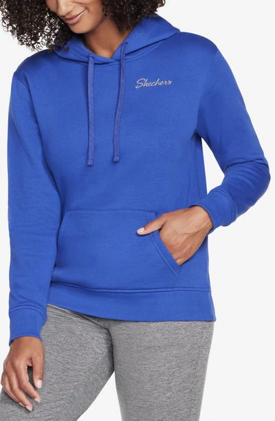 Shop Skechers Signature Pullover Hoodie In Gunmetal Blue