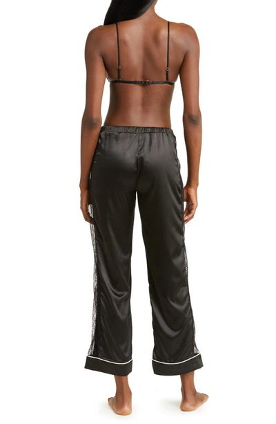 Seven 'til Midnight Seven ‘til Midnight Lace Trim Satin Bralette & Pants In Black